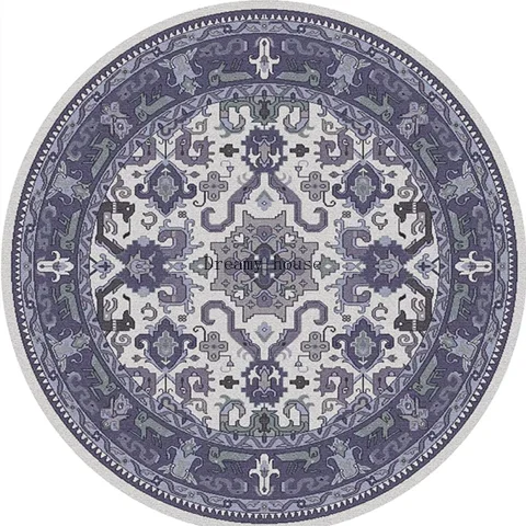 Retro Boho Round Area Rug 3 - handmade
