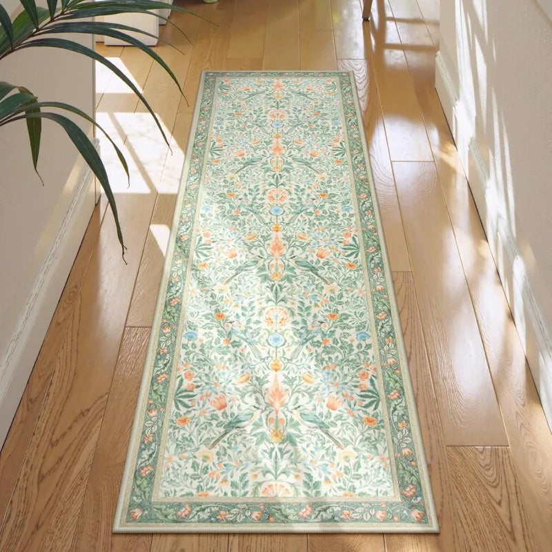 Floral Hallway Runner Rug - handmade