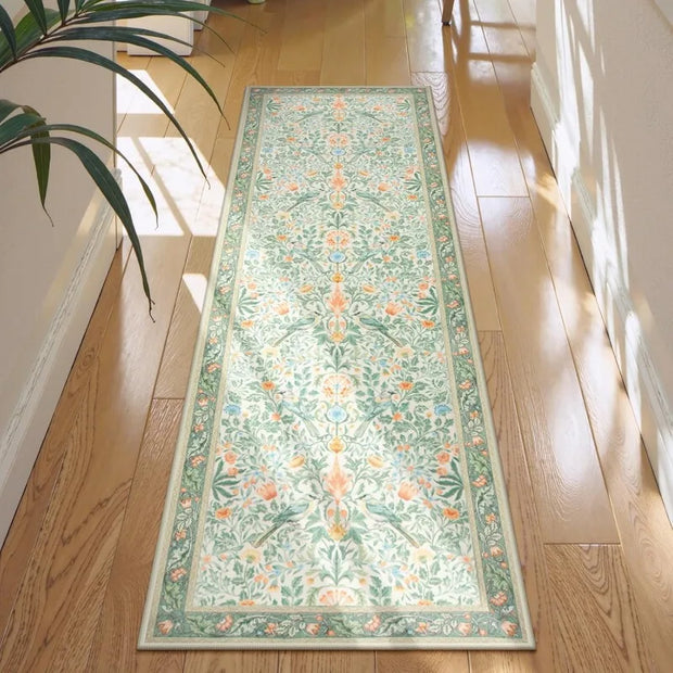 Floral Hallway Runner Rug - handmade