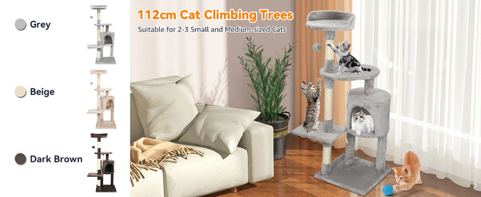 Passerscat Cat Tree Cat Tower With Toy For Indoor Cats Multi-Level With Scratching Posts Cat House Cozy Condo Padded Top Perches - handmade