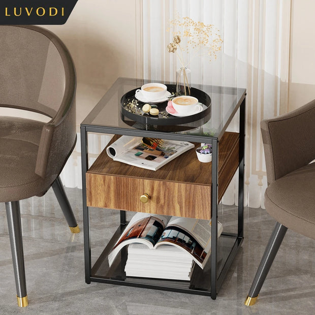 LUVODI Modern Glass Side Table - handmade