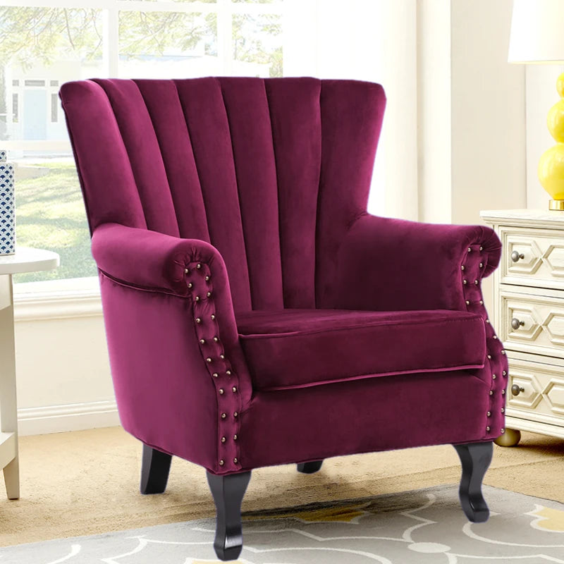 Vintage Velvet Wingback Chair - handmade