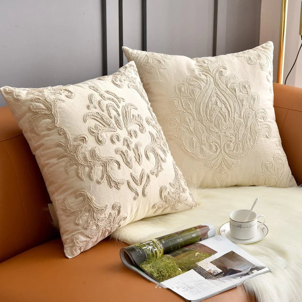 Pillowcase Cotton Hemp Rope Embroidery Sofa Pillow Headboard Cushion Cover Cushion Bed Back Car Cushion Solid Pillowcase