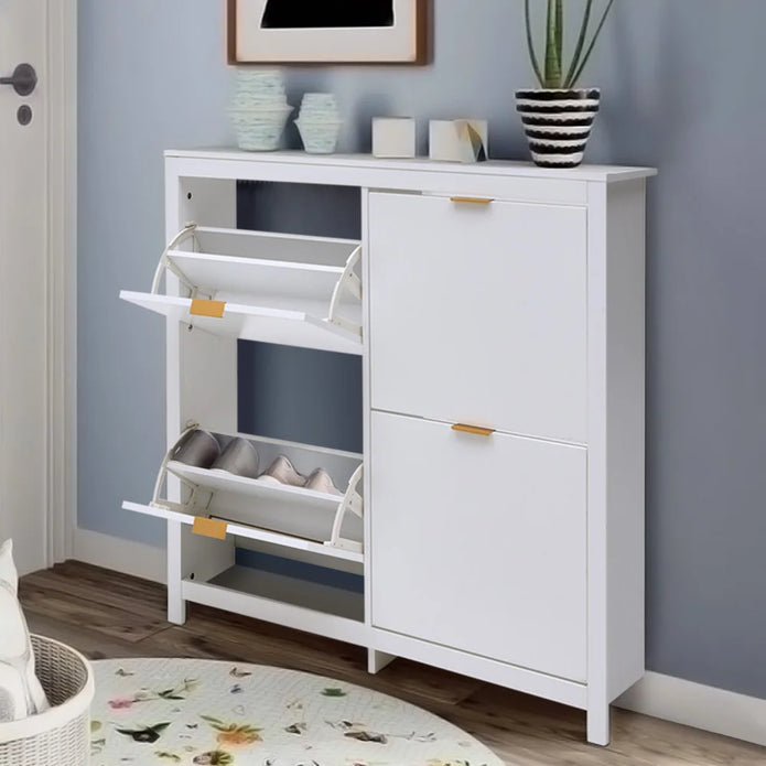 White Wooden Shoe Cabinet - handmade