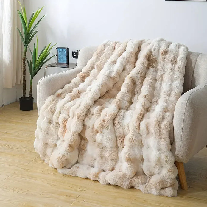 Faux Rabbit Fleece Blanket - handmade