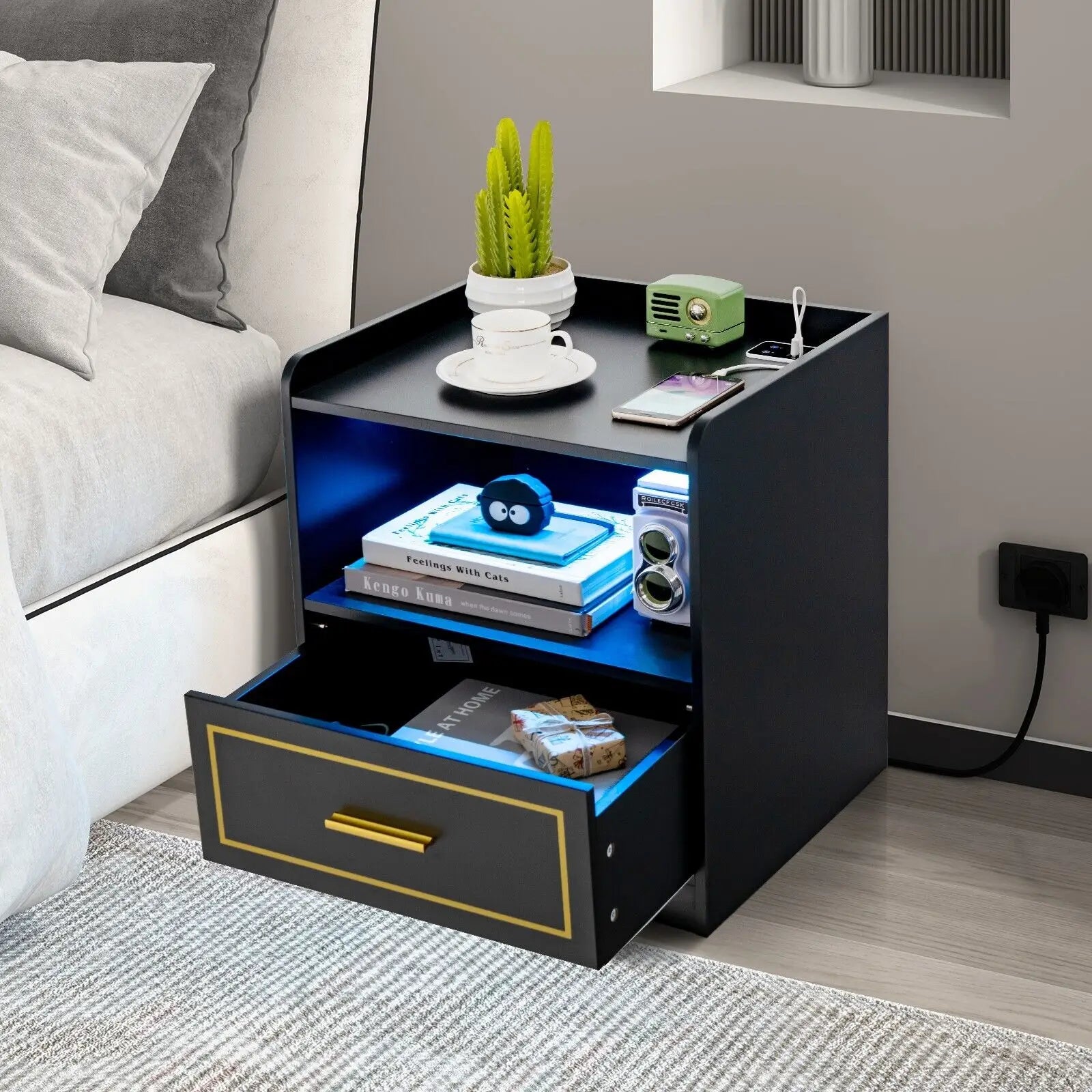 LED Nightstand Table - handmade