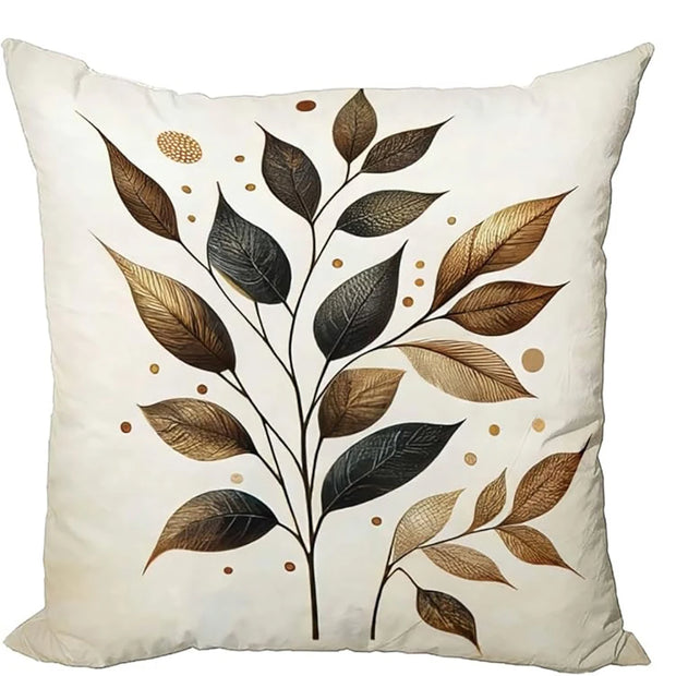 Golden - Brown Leaf Shadows, Autumn - themed PillowcasesBedroom Sofa Decorative Cushion Cover with Zipper Pillowcase
