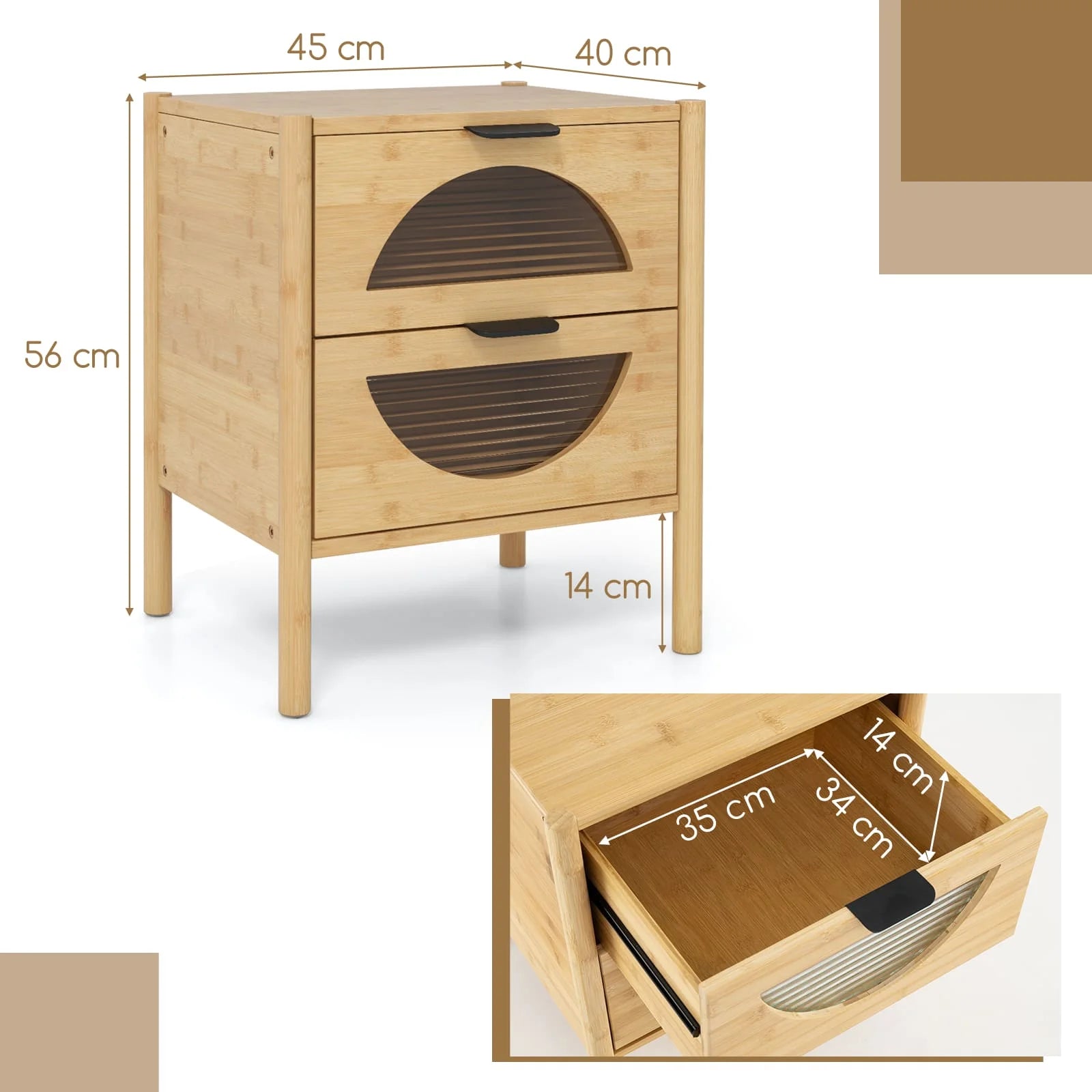 Bamboo Nightstand Table - handmade