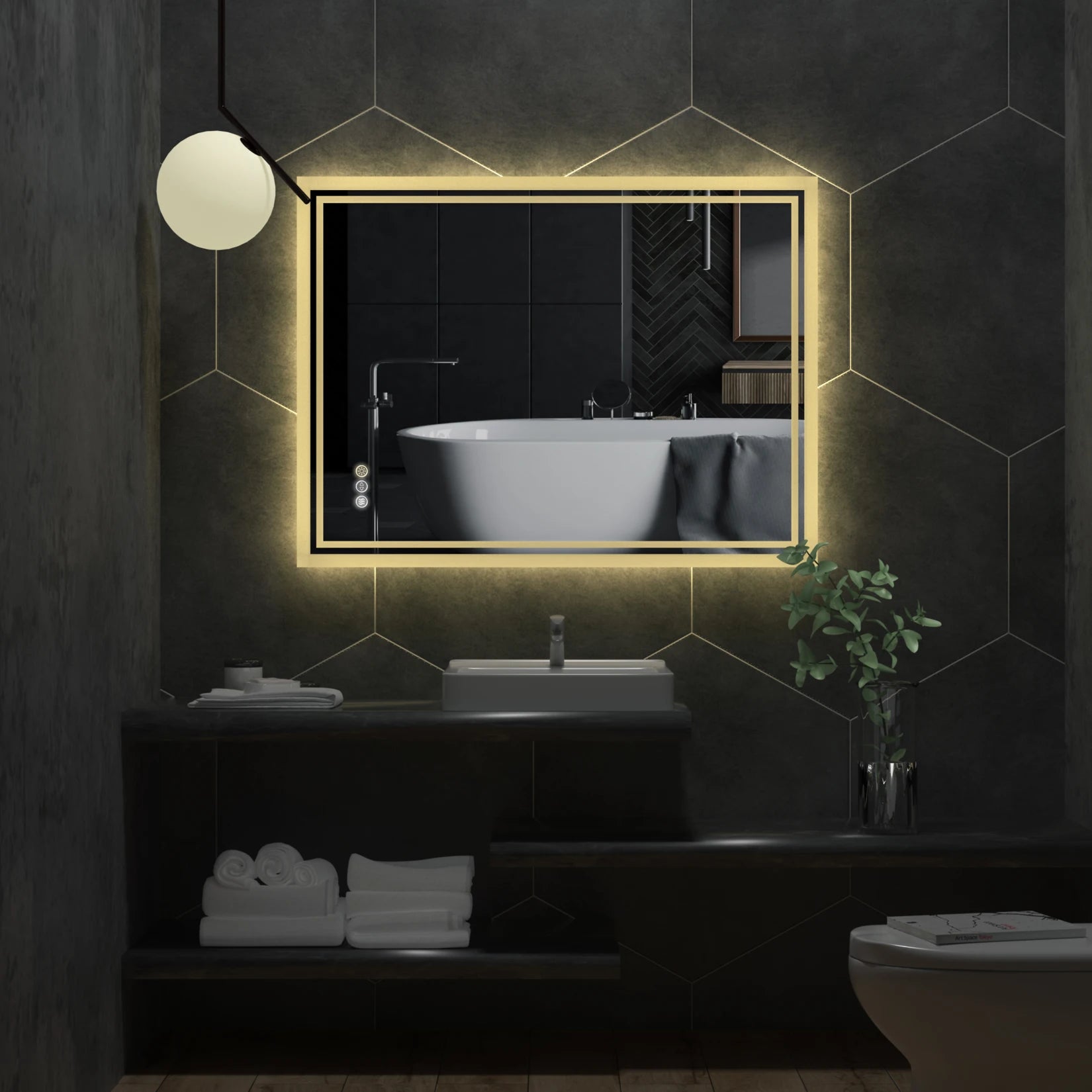 LED Backlit Bathroom Vanity Mirror - handmade