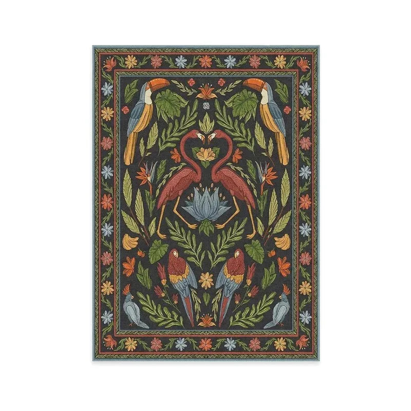 Bohemian Vintage Floral Rug - handmade