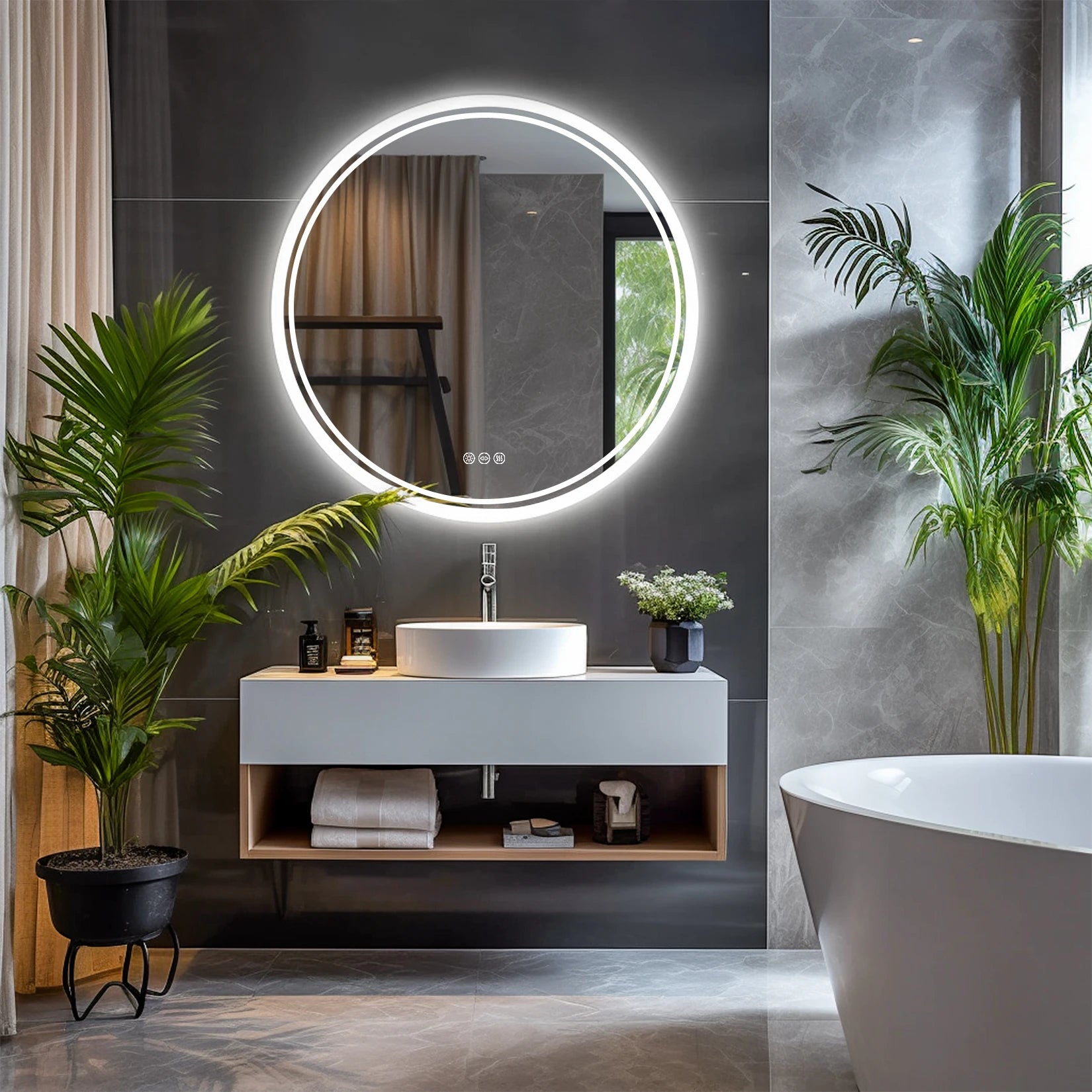 LED Backlit Bathroom Mirror - handmade