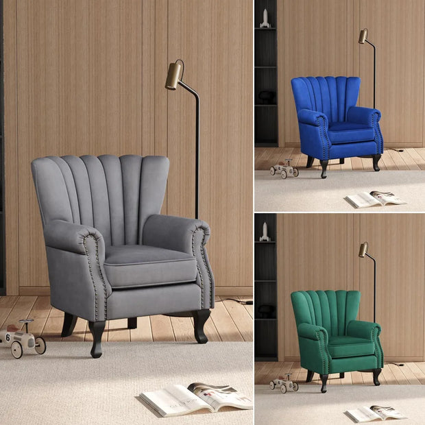 Vintage Velvet Wingback Chair - handmade