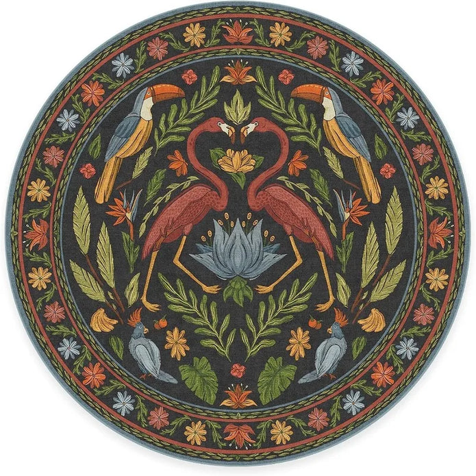 Jungle Print Round Rug - handmade
