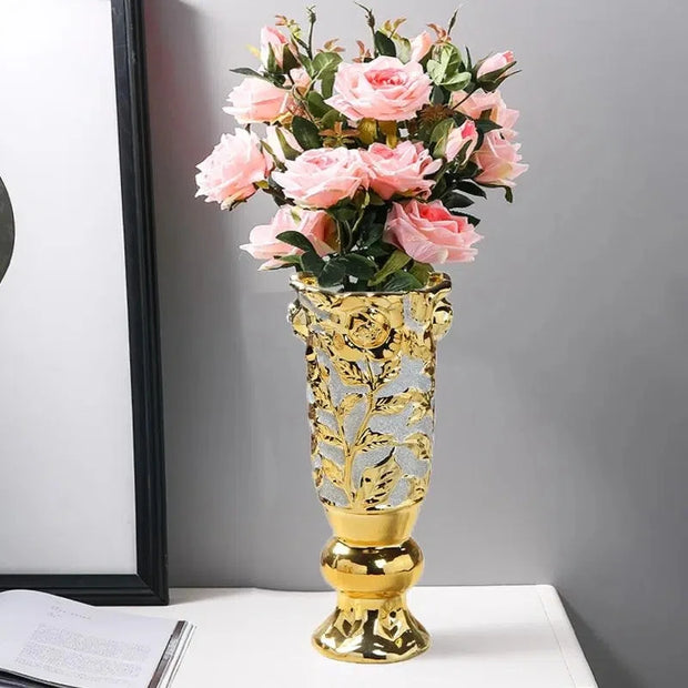 Gold Ceramic Vase - handmade