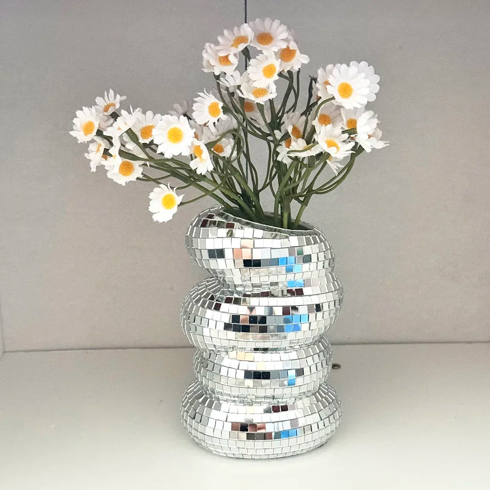 Spiral Disco Ball Vase - handmade