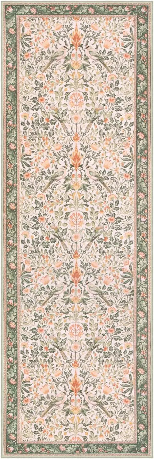 Floral Hallway Runner Rug - handmade