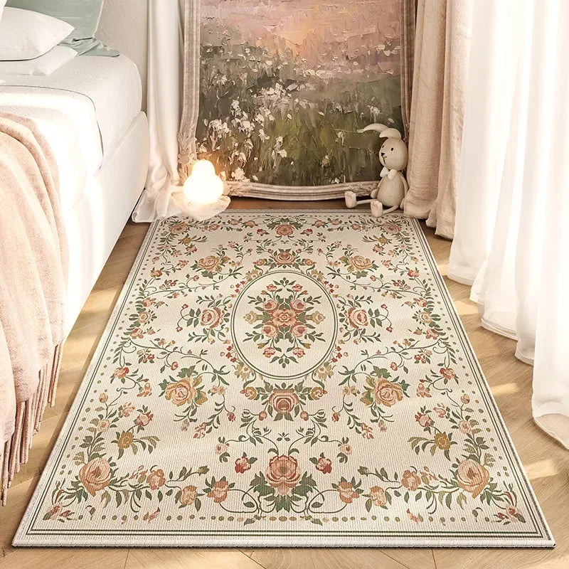 American Retro Flower Bedroom Rug - handmade