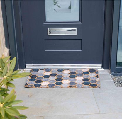 Premium Coir Doormat - Geo Design,  Non-Slip PVC Backing 43x73 cm