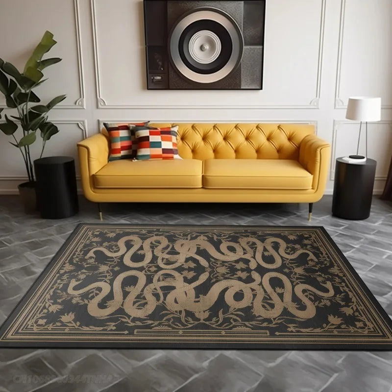 Retro French Snake Pattern Rug - handmade