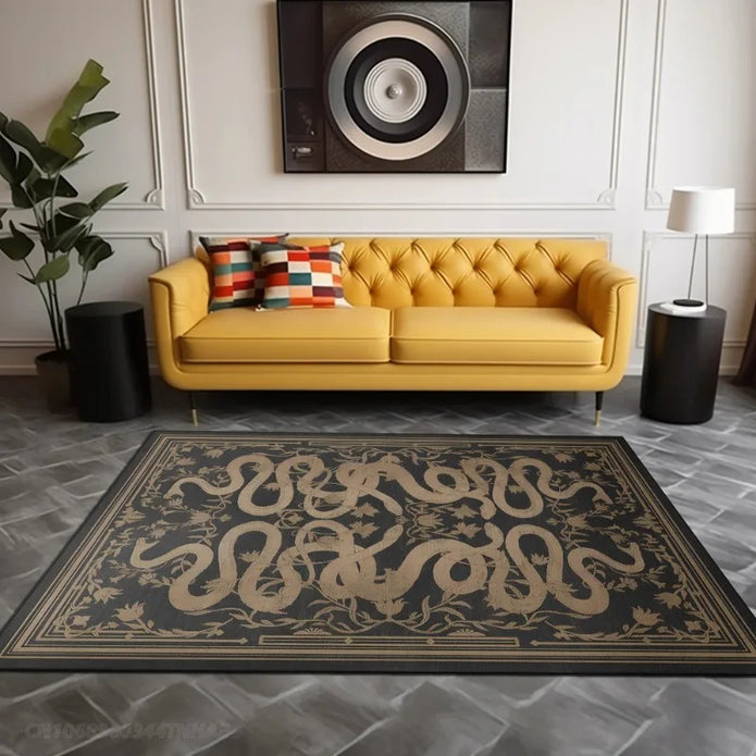 Retro French Snake Pattern Rug - handmade