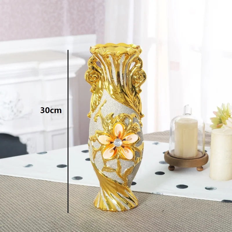 Gold-Plated Ceramic Vase - handmade