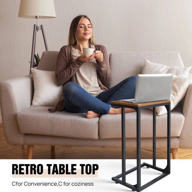 C-Shape Side Table – Brown Metal & MDF Side Table – Compact Multi-Purpose Coffee and Snack Table Add practical style to your home with this Brown Metal and MDF. Premium furniture f