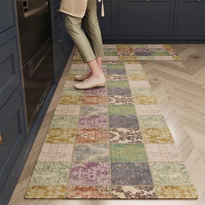 Retro Bohemian Waterproof PVC Kitchen Floor Mat - handmade