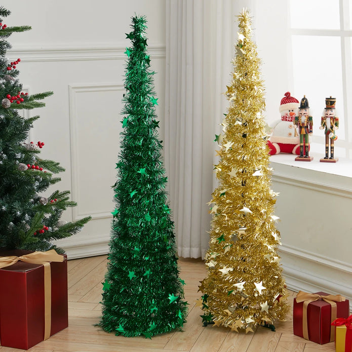 Collapsible 1.2M Pop Up Tinsel Christmas Tree - handmade
