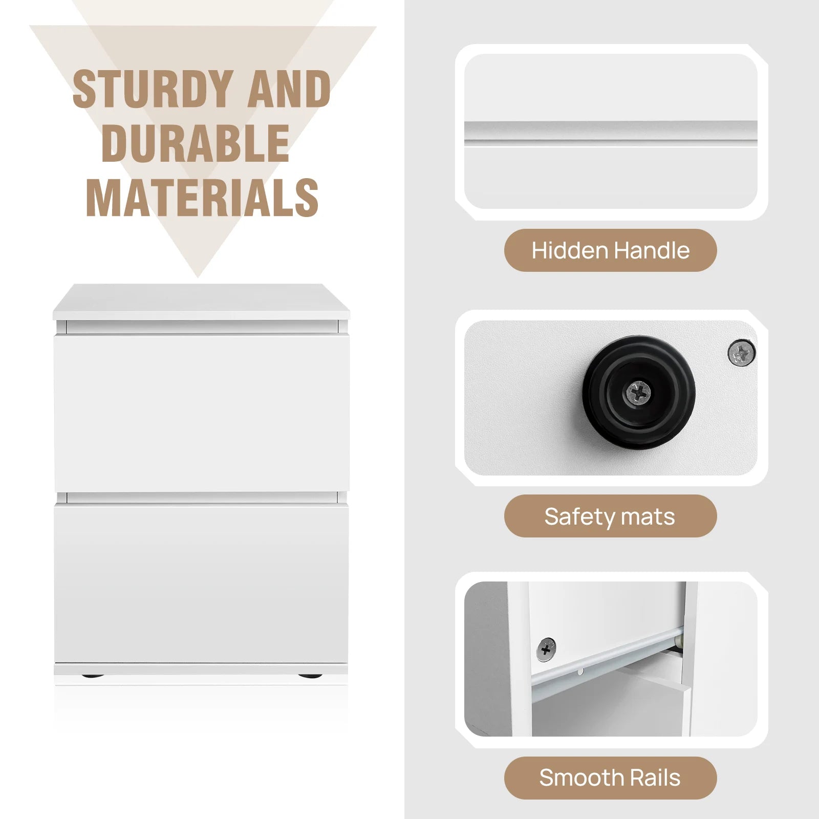 White Wooden Nightstand - handmade