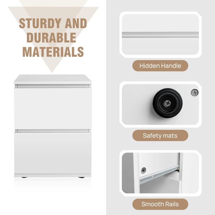 White Wooden Nightstand - handmade