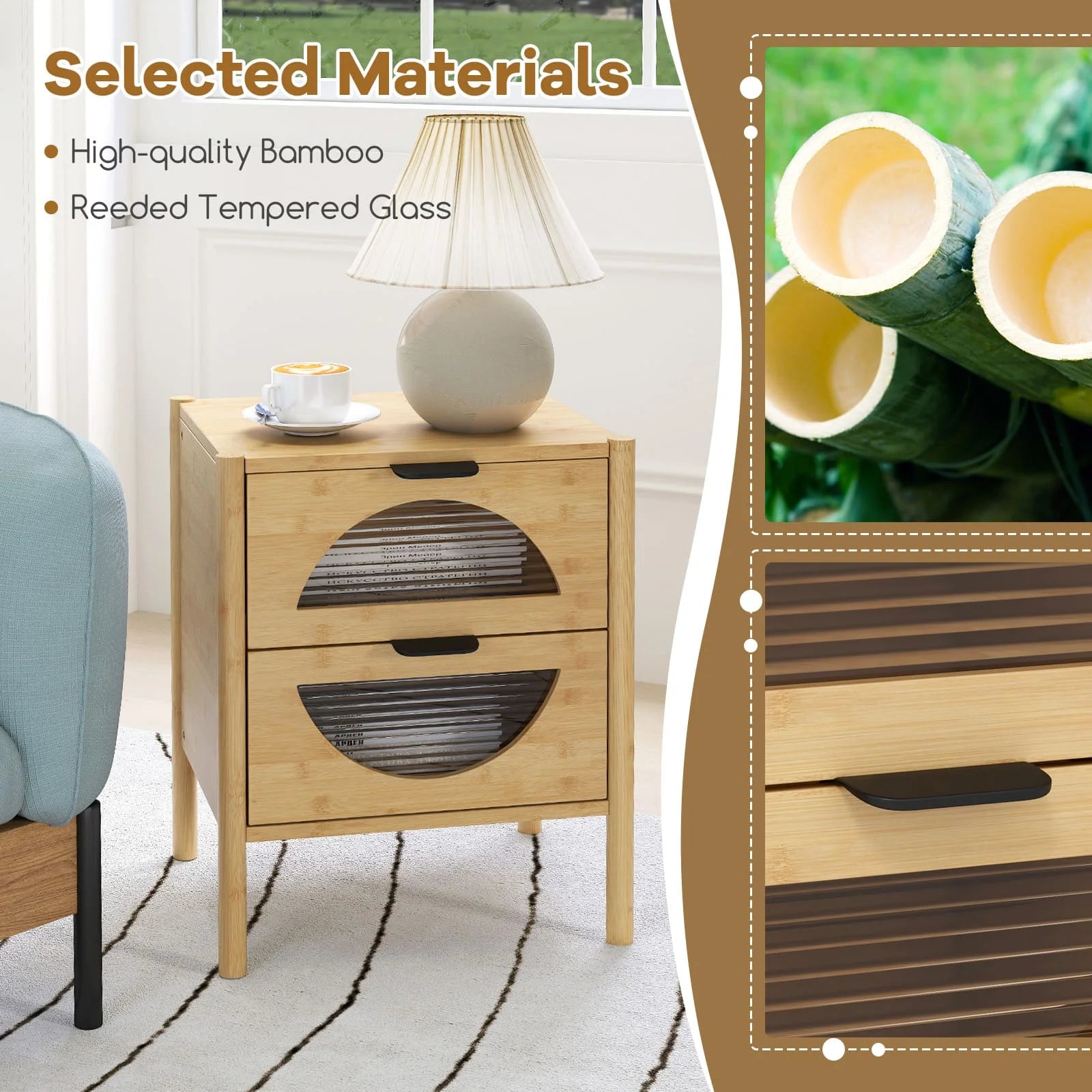 Bamboo Nightstand Table - handmade