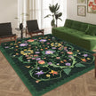 Iris Apfel Protea Green Living Room Rug - handmade