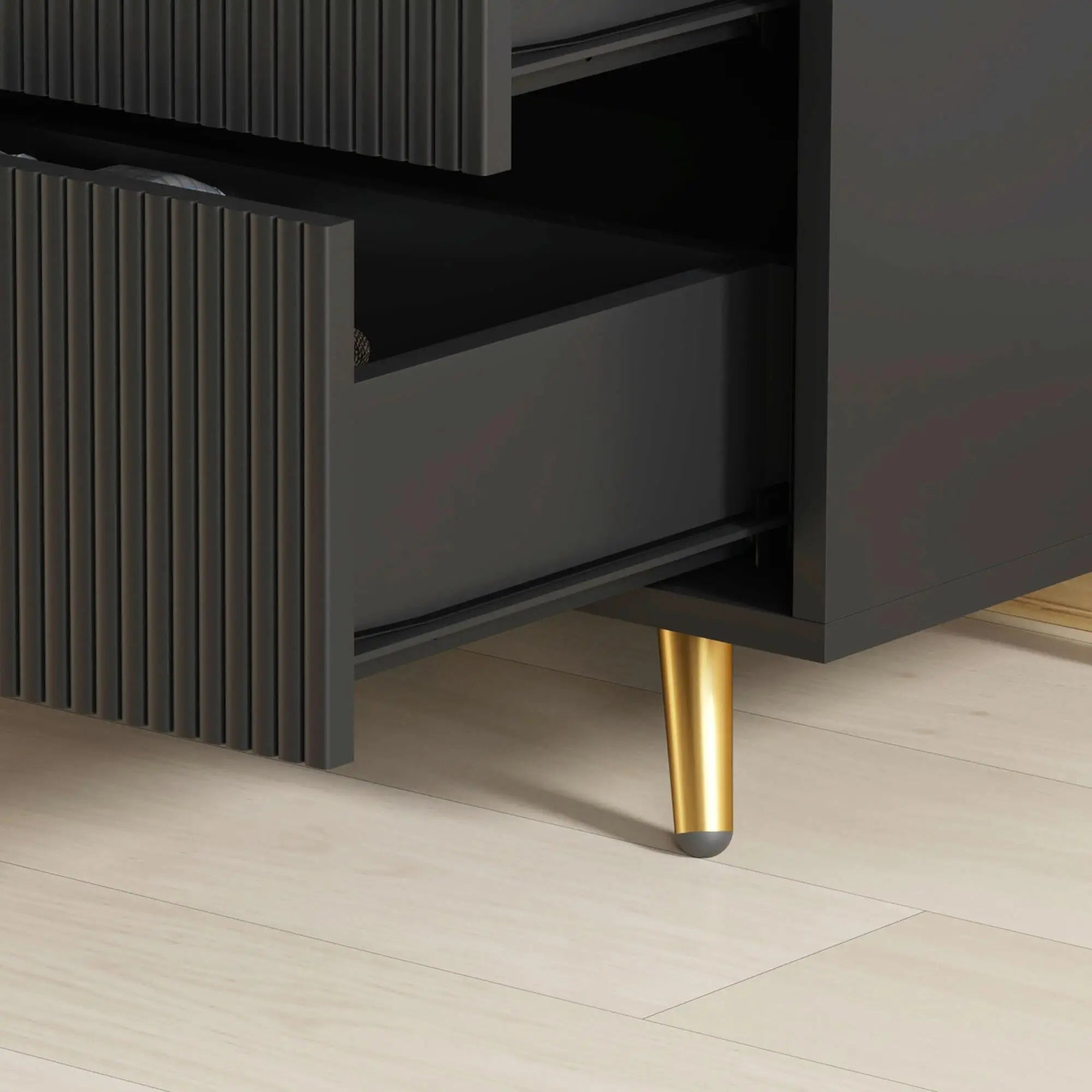 Black Four Drawer Nightstand - handmade