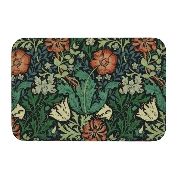 William Morris Floral Doormat - handmade