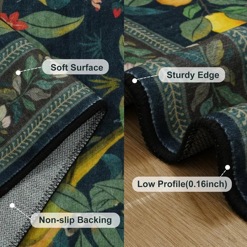 Botanical Bird Rug - handmade