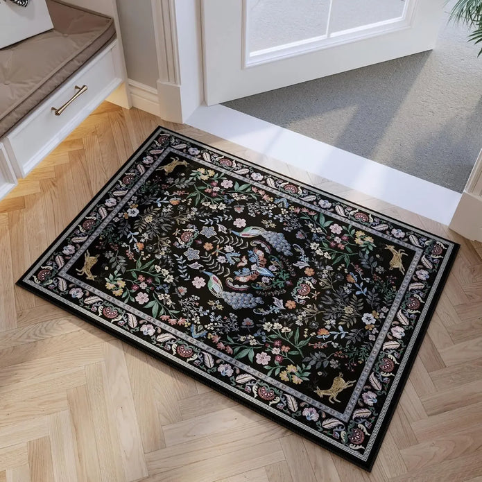 Floral Machine Washable Rug - handmade