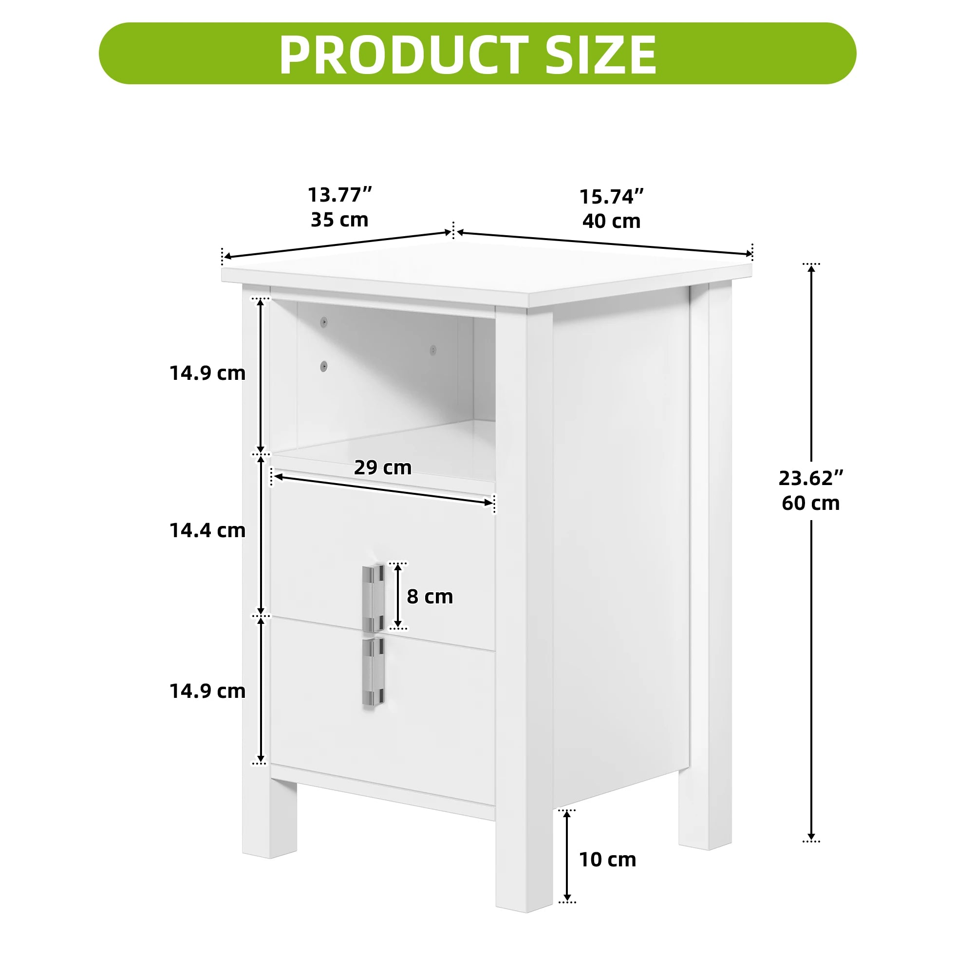 LED White Bedside Table Set - handmade