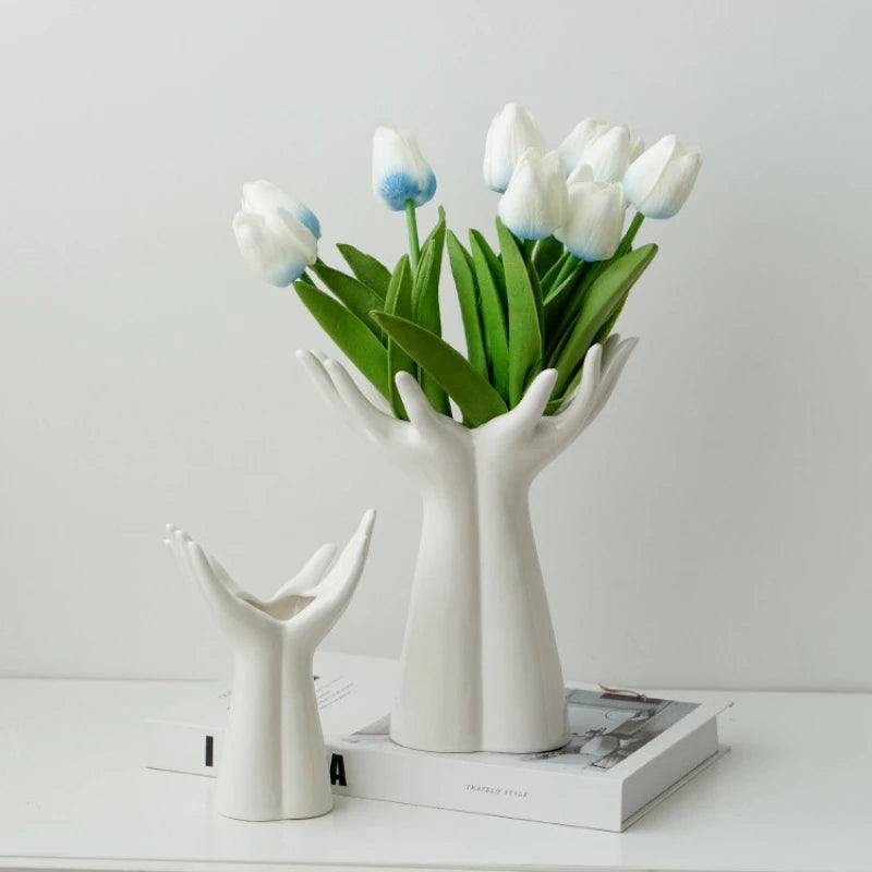 Hand Arm Ceramic Vase - handmade