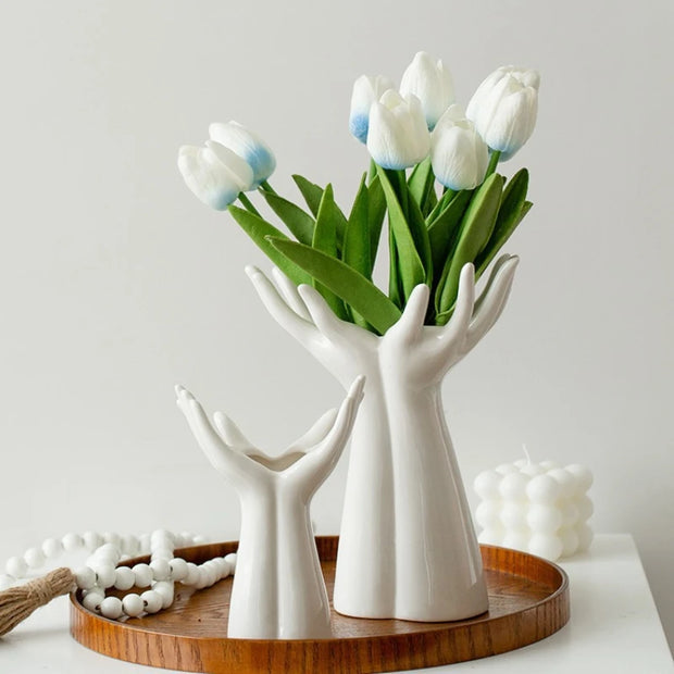 Hand Arm Ceramic Vase - handmade