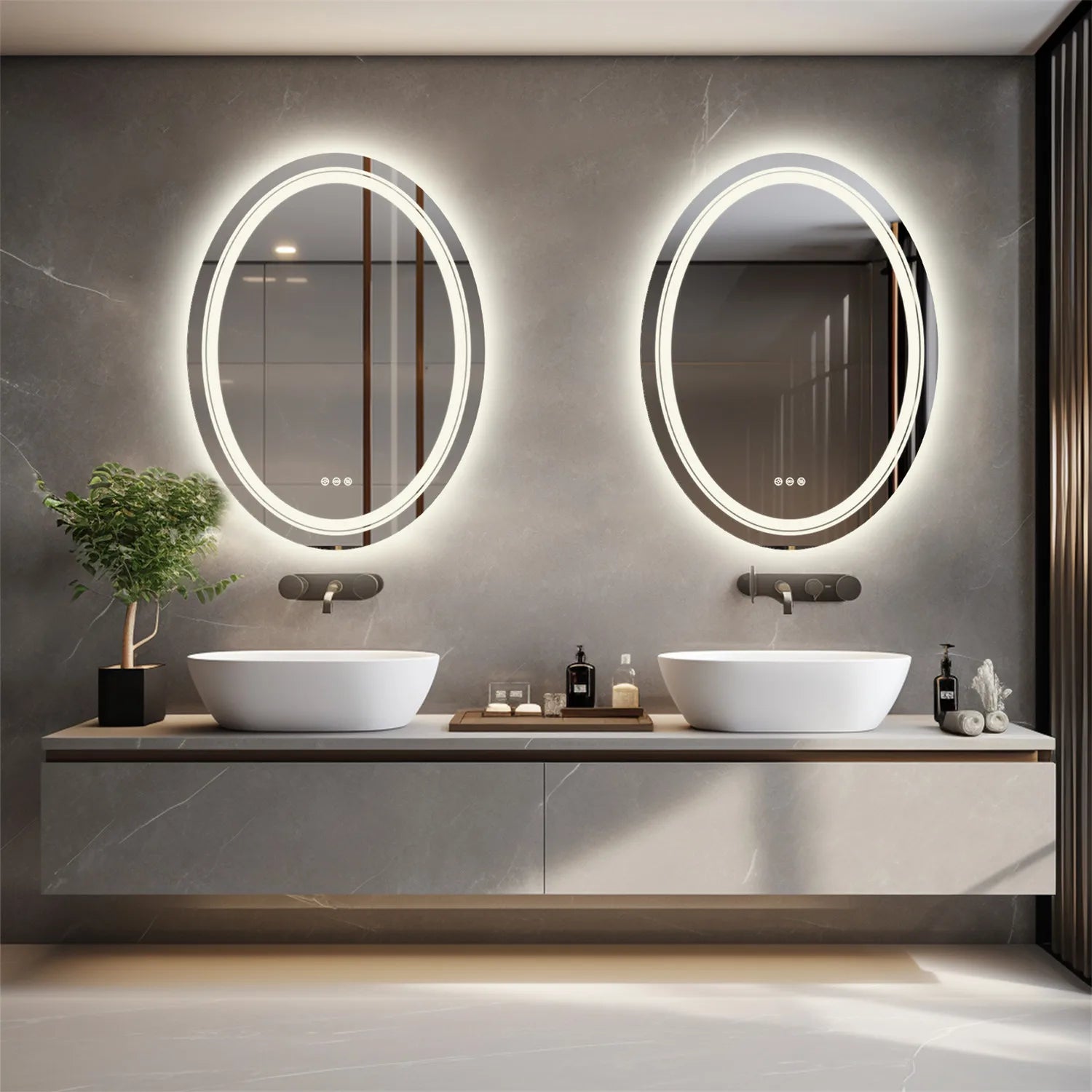 Oval LED Bathroom Mirror - handmade
