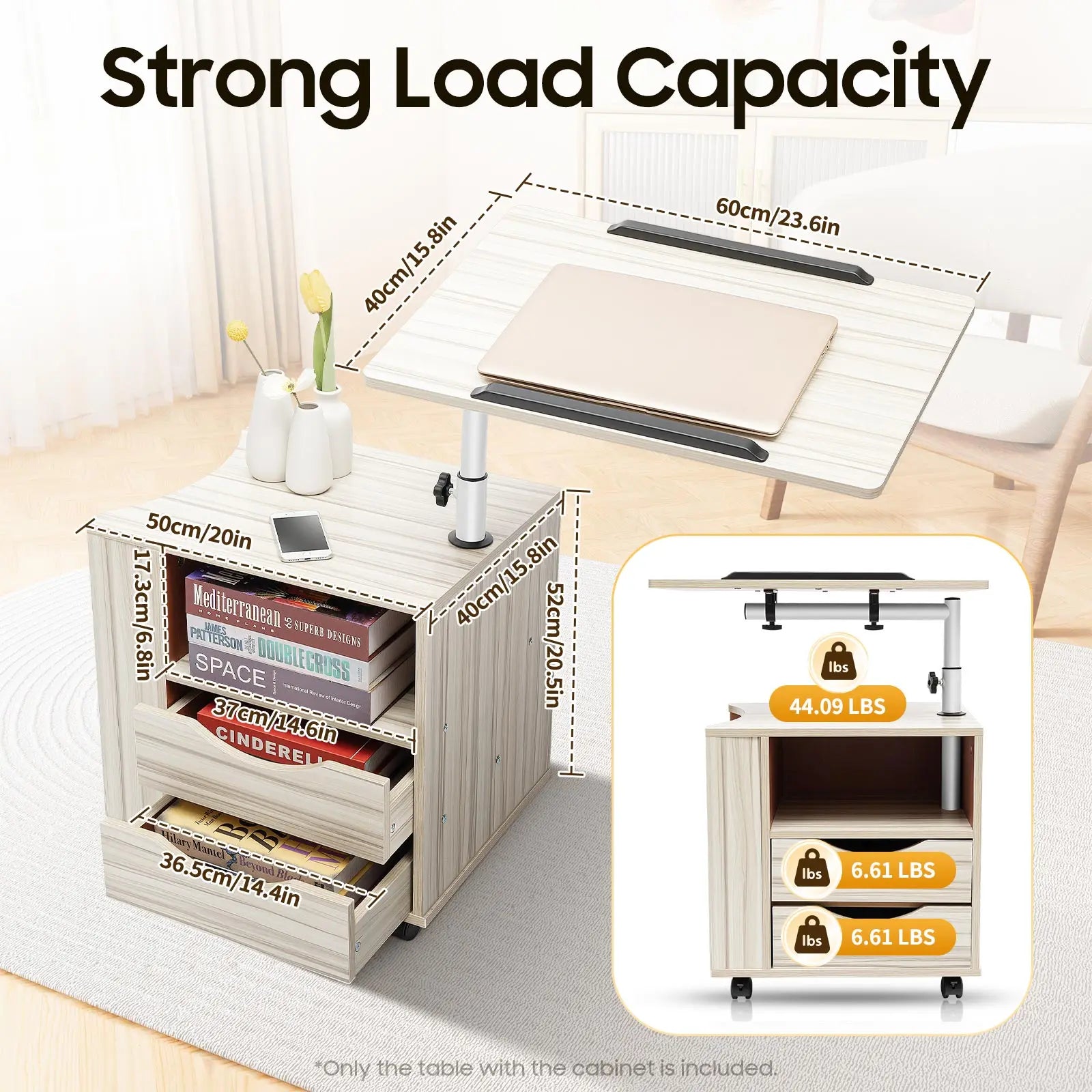 Rolling 360° Rotatable Bedside Table - handmade