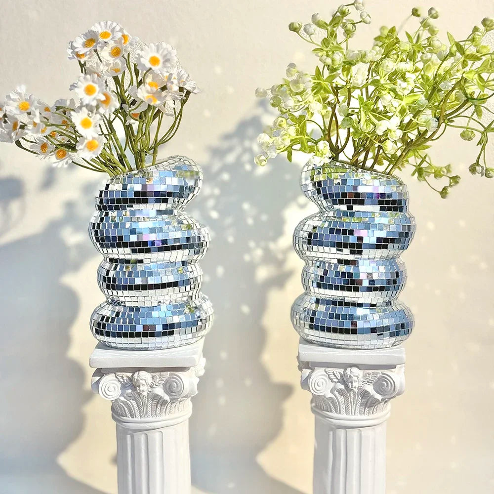 Spiral Disco Ball Vase - handmade