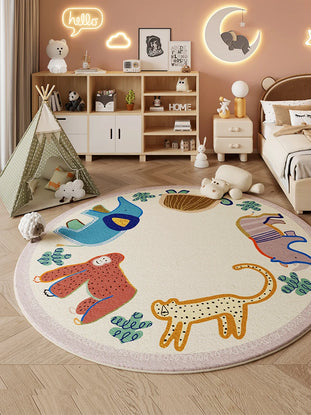 Cartoon Style Carpets for Living Room Thicken Anti-slip Children Rug Cute Round Bedroom Decor Plush Carpet Fluffy Soft Study Mat