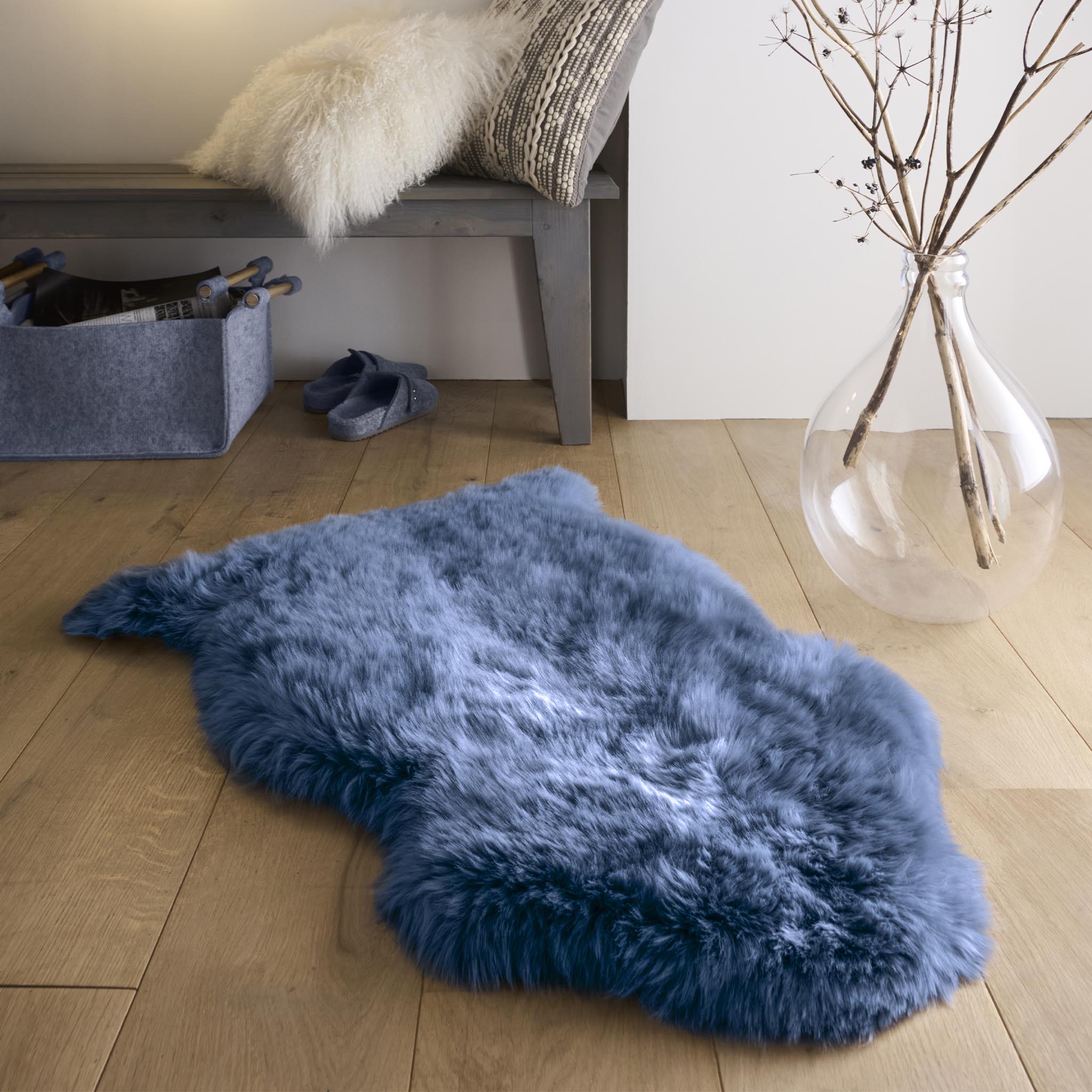 Origins Genuine Sheepskin Navy - handmade