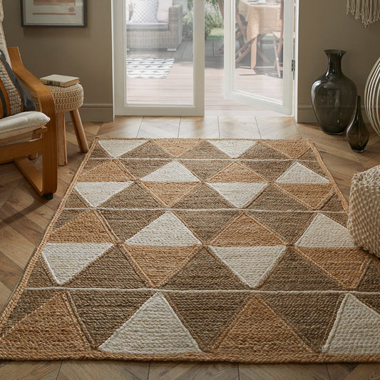 Prestbury Natural Jute Hand Braided Geometric Rug (Indoor/Outdoor)