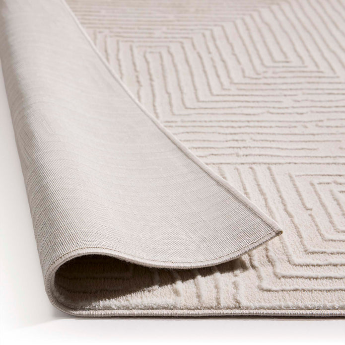 Origins Zen Cream Geometric Rug - handmade