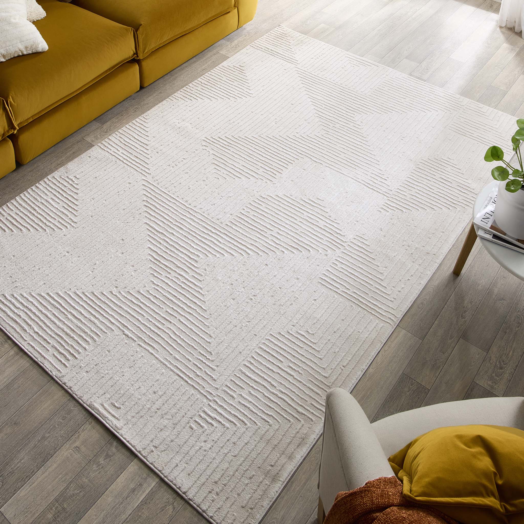 Origins Zen Cream Geometric Rug - handmade