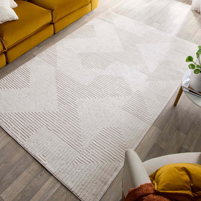 Origins Zen Cream Geometric Rug - handmade