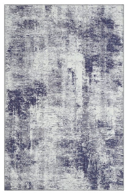 BEST SELLER Washable Abstract Design Rug 80x150 cm / Light Navy / Chenille Backing: 50% TPR + 50% Cotton RUGS_and_MORE 5061020642163