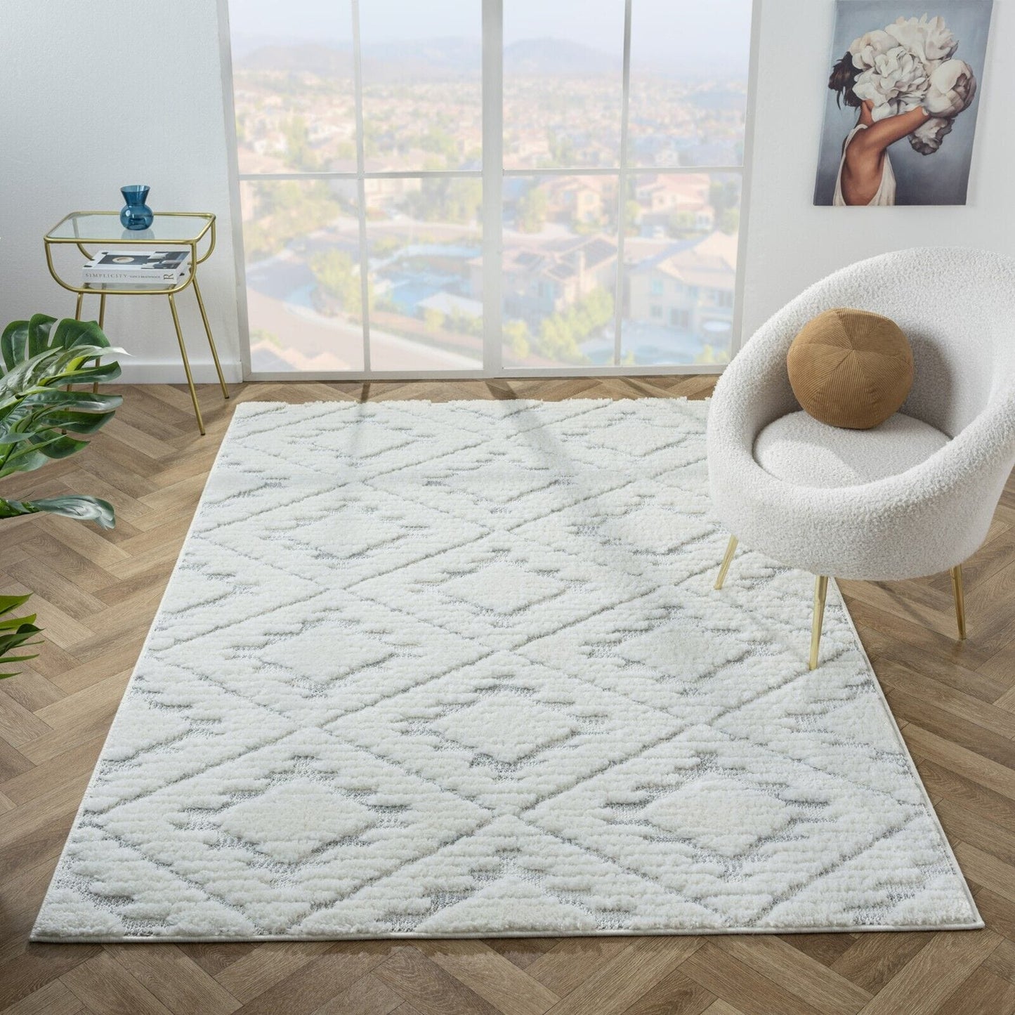 Carnaval Diamond Light Grey Rug 160 x 230cm RUGS_and_MORE EB-205013403272